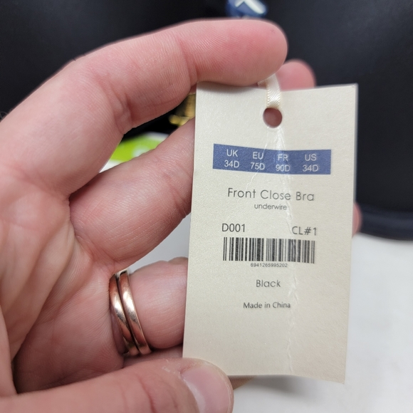 Aisilin 34D Racer Back Front Closure Underwire Black Womens Bra - Picture 7 of 9